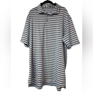 NWOT Peter Millar Polo short Sleeved Shirt Blue Stripe Size XL golf, designer